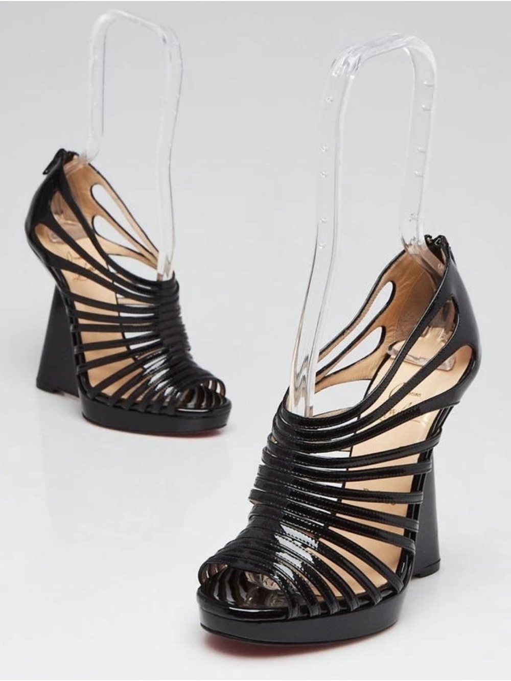 Christian Louboutin Disqueen Cage Wedge Strappy Leather Heel 37.5
